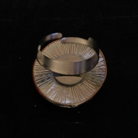 Adjustable Circle Ring Silver and Black - Picture 2 of 2